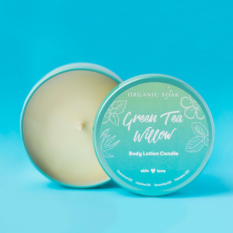 Green Tea and Willow Body Oil Scented Candle