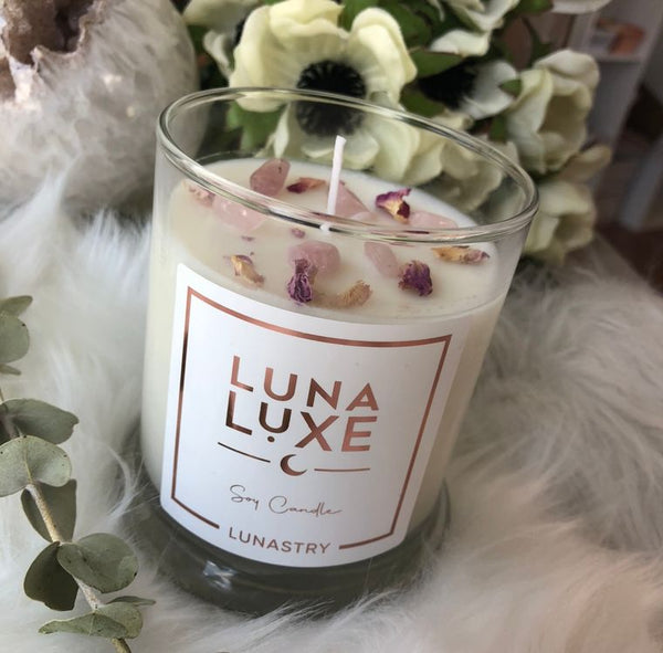 Lunastry Rose Quartz Candle