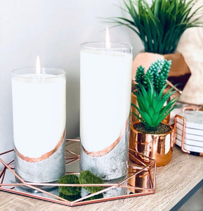 Cylinder Concrete Candle - Rose Gold, Size 9 inch