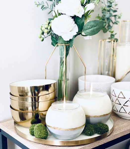 Round Concrete Candle - Gold