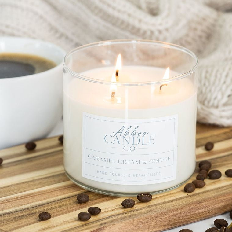 Caramel Cream & Coffee 3 Wick Soy Candle by Abboo Candle Co