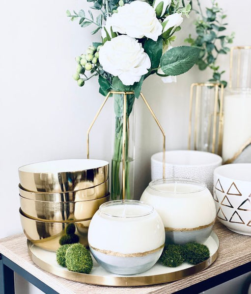 Round Concrete Candle - Gold